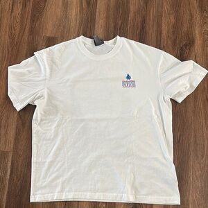 White Short Sleeve Tee with Blue Logo